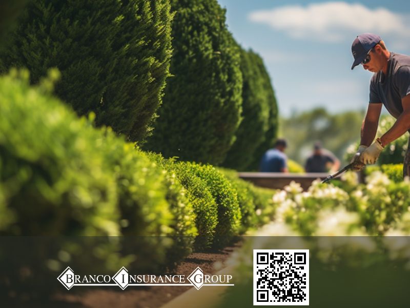 A professional landscaping crew in action, meticulously trimming hedges and shaping topiaries with precision tools, surrounded by a lush garden filled with vibrant flowers and neatly manicured lawns, creating a picturesque scene of expertise and beauty.