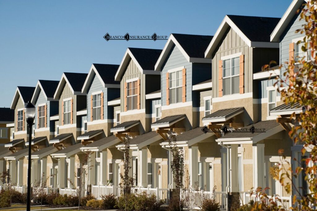 A row of condo units with condo association insurance.