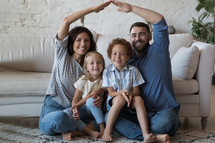 A happy family with home insurance in CT.