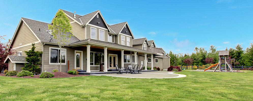 Large suburban home with gabled roof